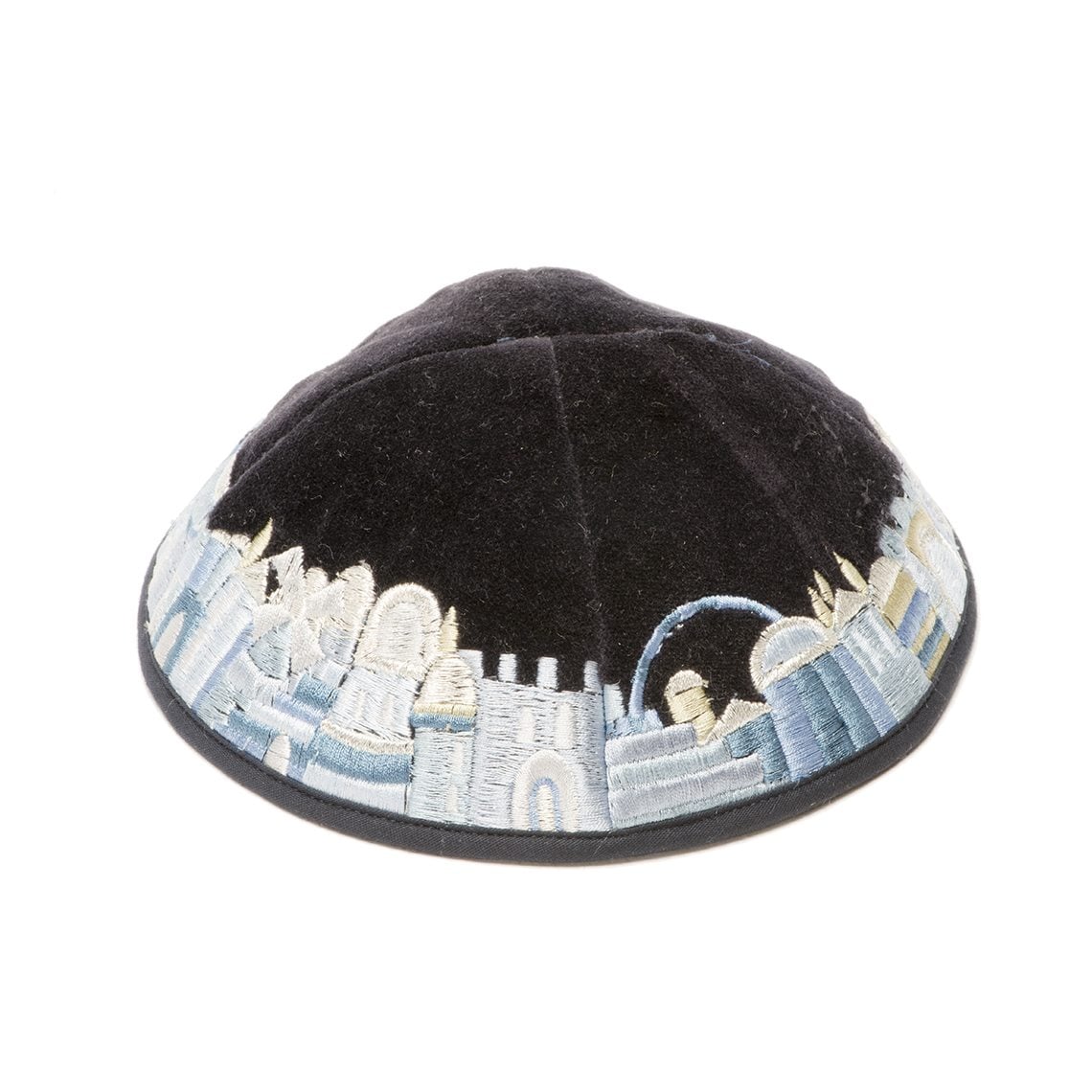 Embroidered Yarmulke - Blue