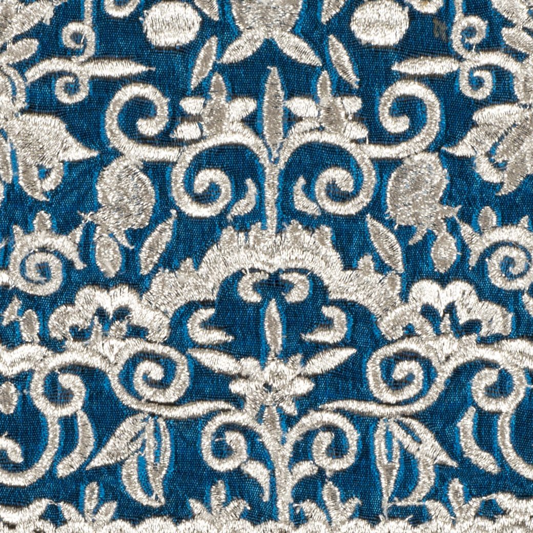 Challah Cover - Silver on Blue-2