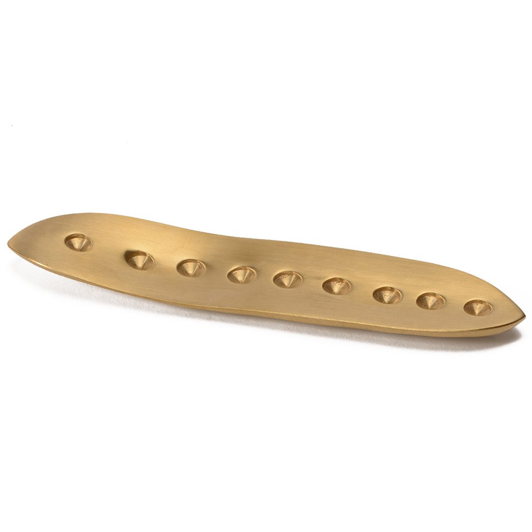 Brass Hanukah Menorah - Carob Design