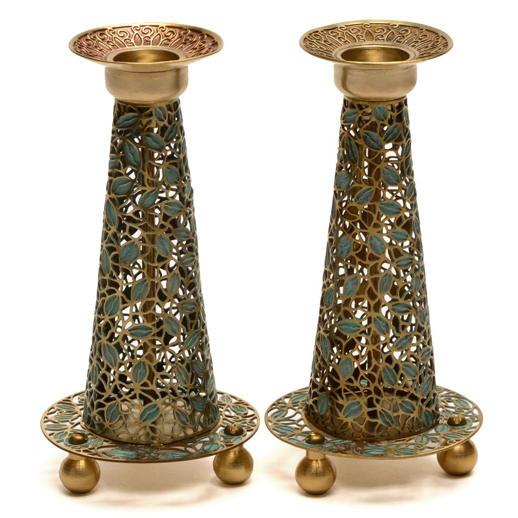 Candlesticks - Floral Design (Patina)