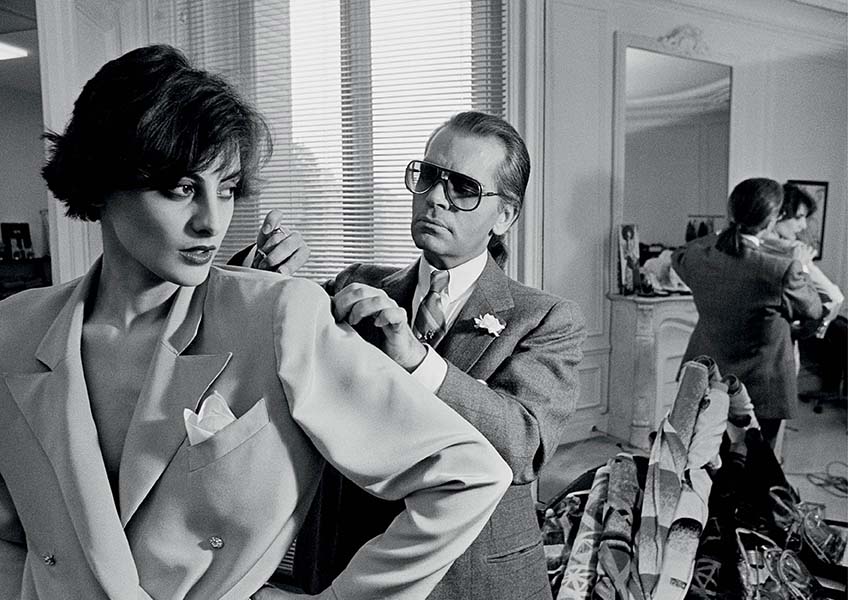 Karl Lagerfeld with the model Ines de la Fressange at Chloé. Photo: Chloe Archive