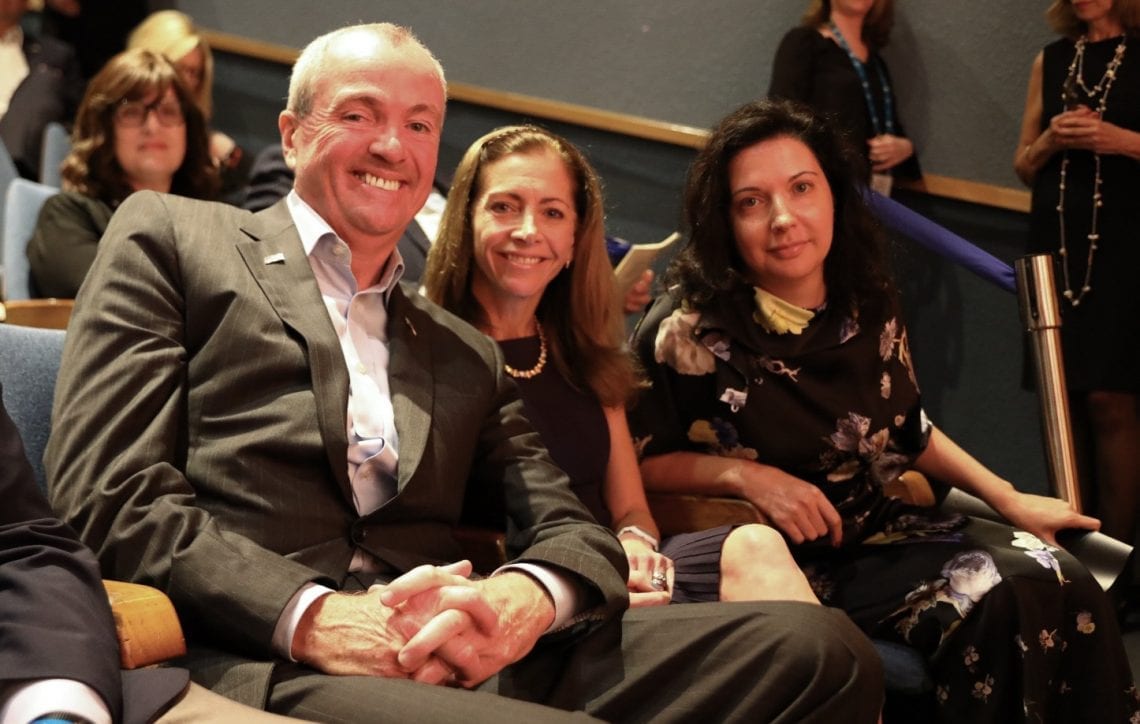 Irina Nevzlin Chair of the Board of Directors of The Museum of the Jewish People at Beit Hatfutsot, and President of the Nadav Foundation, Tami and Phil Murphy the Governor of New Jersey at the event held at Museum of the Jewish people at Beit Hatfutsot